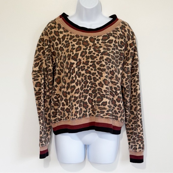 VINTAGE HAVANA Long Sleeve Crewneck Top Cheetah Print Size Small - Picture 1 of 8